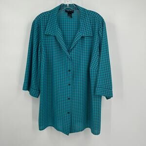 Maggie Barnes‎ Womens Pullover Top Size 1X Built In Tank Teal Elevated Basics